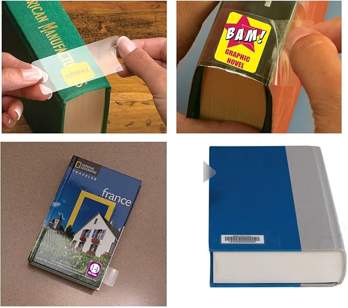 500 Pieces Book Spine Clear Label Protector | Transparent Labels for Protecting Barcodes,Book Spine Stickers Tape | 1.18" H x 3.15" W