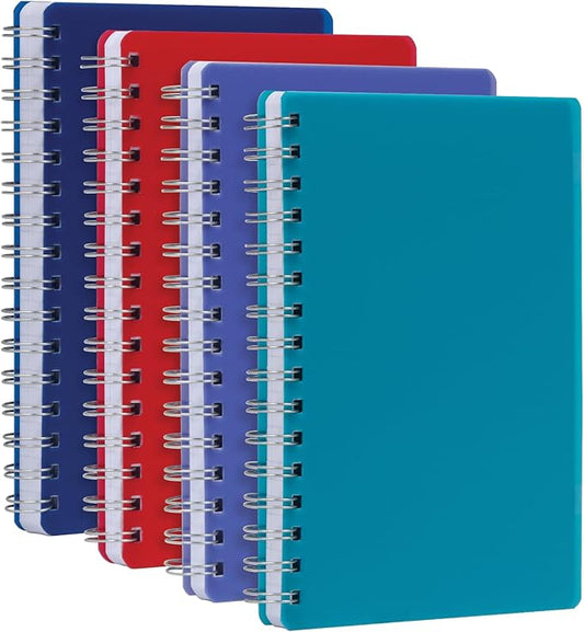 Oxford Poly Spiral Notebooks, Small 5.7" x 8.5" Book, Thick Poly Cover, White Paper, College Rule, 80 Sheets/160 Pages, Jewel Tones, 4 Pack (69720)