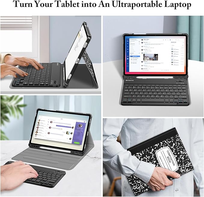 FINTIE Keyboard Case for Samsung Galaxy Tab S10 Lite/ S10 FE/ S9 FE 5G 10.9 Inch/Tab S9 11 Inch with S Pen Holder, Slim Stand Cover Detachable Wireless Bluetooth Keyboard, Composition Book