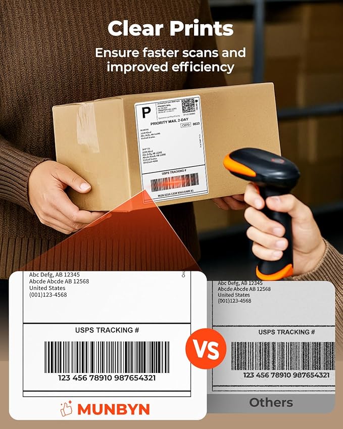 MUNBYN 4"x6" Direct Thermal Shipping Labels, Commercial Grade Permanent Adhesive Fanfold Mailing Postage Label Paper for Thermal Printers and Packages, 220 Sheets per Stack (Pack of 2)