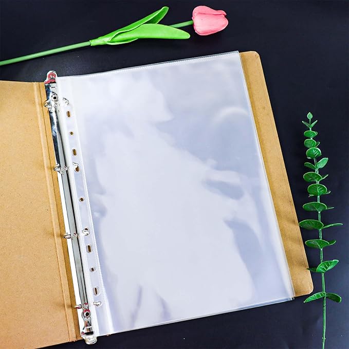 NatSumeBasics 20 A4 Binder Pocket, 8.5" X 11" Sheet Protectors Clear Binder Sleeves for A4 Binder Notebook Folder Organizer (1 Pocket)