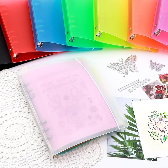 BAOFALI 3 PCS A5 6 Ring Binder Cover Clean Transparent Soft PVC for Refillable Notebook Shell withMatte surfaceforStamp & Die Storage (Transparent)