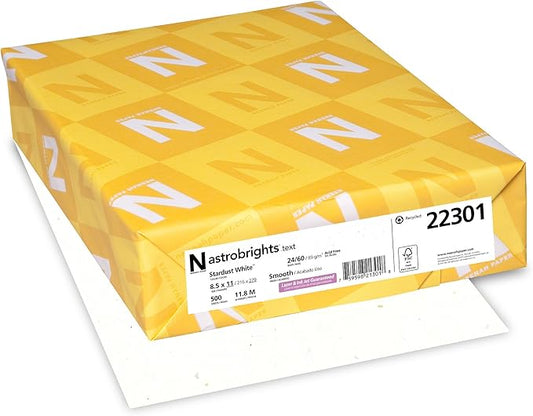 Neenah Astrobrights Color Paper, 8.5” x 11”, 24 lb/89 gsm, Stardust White (Multi-Color Flecked), 500 Sheets (22301)