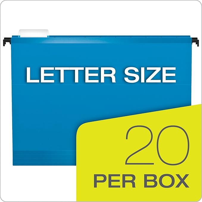 Pendaflex SureHook Reinforced Hanging Folders,Letter Size,Assorted Colors,1/5 Cut,20/BX (6152 1/5 Asst),(Pack of 5)