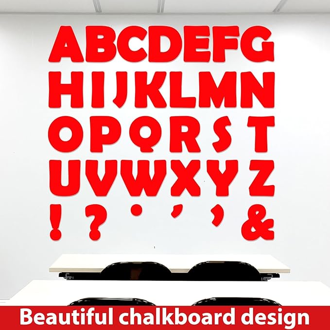 Qyeahkj 150 PCS Large 6" Font Letters and Punctuation Set, Red Classroom Alphabet Cutout for Bulletin Board Display Home School Class Decoration, A Great Helper to Inspire Students' Learning Interest