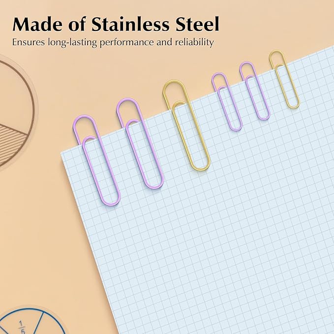 Cute Paper Clips Binder Clips Combo Set, Assorted Size Paper Clips for Office, Cute Office Supplies Set,