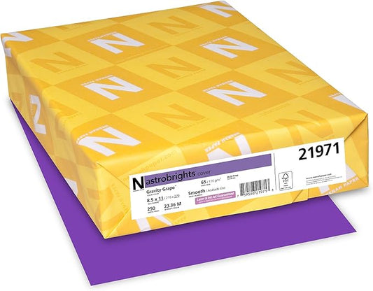 Astrobrights Color Cardstock, 65 lb Cover Weight, 8.5 x 11, Gravity Grape, 250/Pack