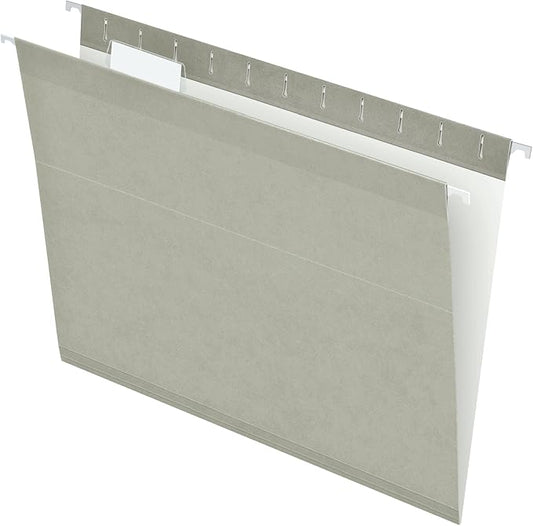 Pendaflex Reinforced Hanging File Folders, Letter Size, Gray, 1/5 Cut, 25/BX (4152 1/5 GRA)