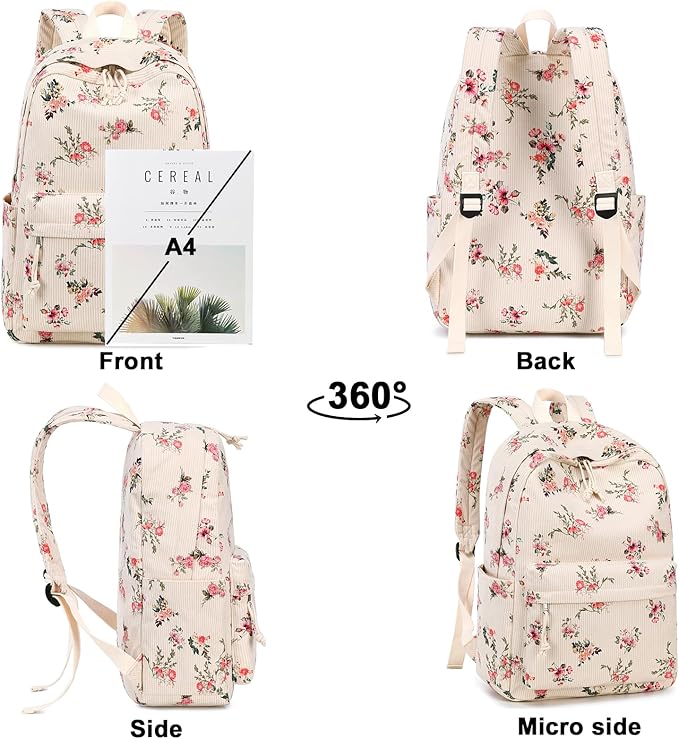 Bluboon School Backpack Set Girls Womens Laptop Bookbag Casual Daypack Fits 15 inch Laptop with Lunch Tote Bag and Pencil Bag