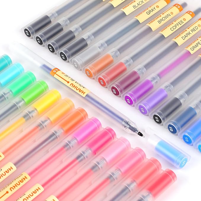 Fine Tip Colored Gel Pens, 28-Count 0.5mm Fine Point Pen, Smooth Writing Pens No Bleed Through, Ballpoint Planner Pen for Bible Journaling, Adult Coloring, Note Taking, Office School Supplies