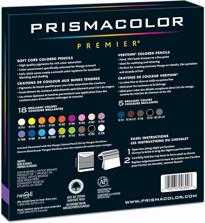 Prismacolor Premier Colored Pencils, Manga Colors, Adult Coloring, 23 Pack