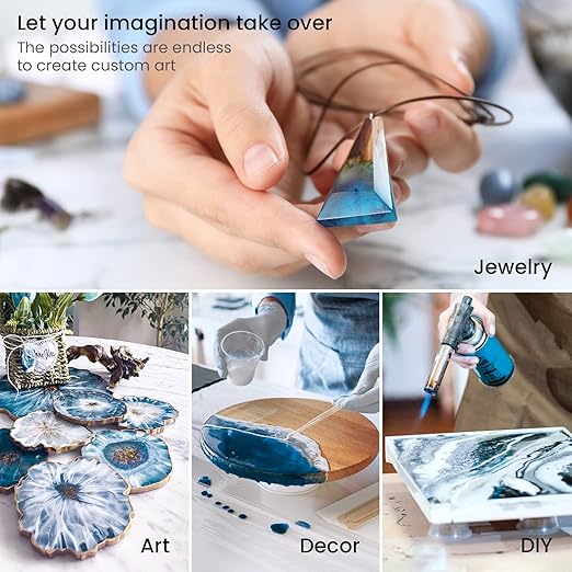Arteza Epoxy Resin Kit, 24-Piece Refill Set, Engaging Craft Supplies & Materials, Resin Accessories Includes 2 x 8-oz Bottles and Hardener, Gloves, Dropping Pipette, Mixing Cups and Wood Sticks