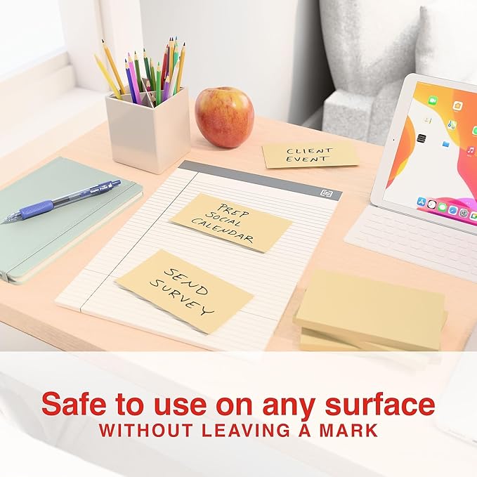 Staples Sticky Notes, 3" x 5", Yellow, Recycled Paper, 1200 Sheets – Eco‑Friendly Self‑Stick Notes for Lists & Reminders