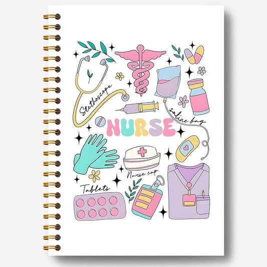 Colourful Nurse Notebook, Nursing Gifts for New Grad Nurses Journal, Nurse Appreciation Gifts Journal, Trendy Nursing Hardcover Spiral Notebooks 5.5x8.3 Inch