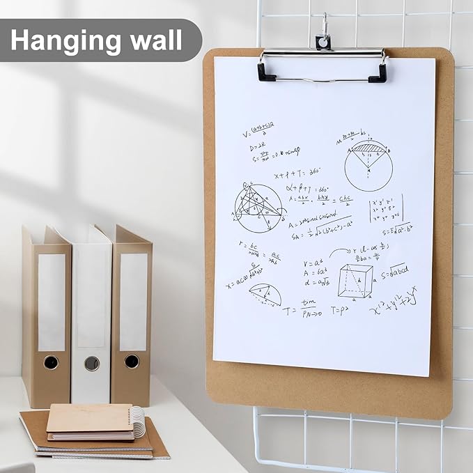 Wood Clipboards Set of 2, Letter Size Hardboard Clip Board 8.5x11 for Classroom, Students, Kid, A4 Standard Size 9" x 12.5" with Low Profile Clip, Office & School Supply