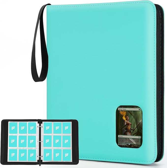 Card Binder 9 Pocket, Trading Card Binder with Clear Window Design, 720 Double Sided Pocket PU Collection Binder, Card Albums for MTG, TCG, and Sports Cards(Sky blue)