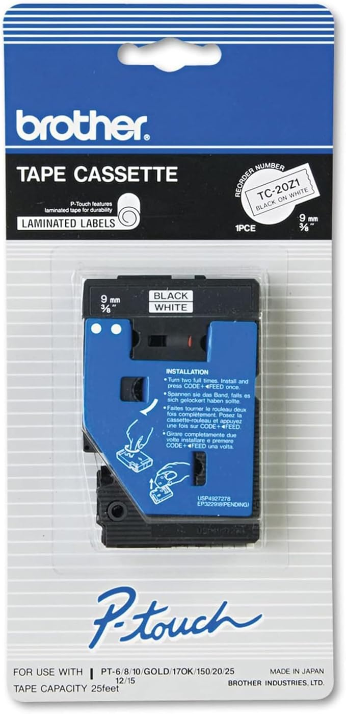 Brother 0.37" x 25" Continuous Form Label (BRTTC20Z1),black
