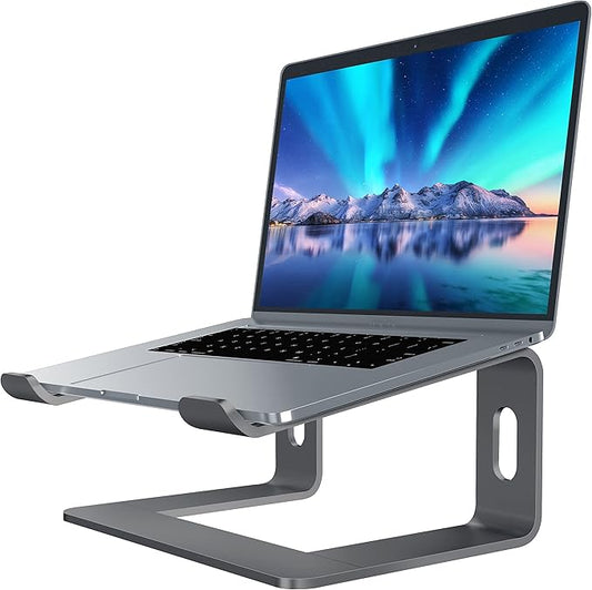 SOUNDANCE Laptop Stand, Aluminum Computer Riser, Ergonomic Laptops Elevator for Desk, Metal Holder Compatible with 10 to 15.6 Inches Notebook Computer, Black