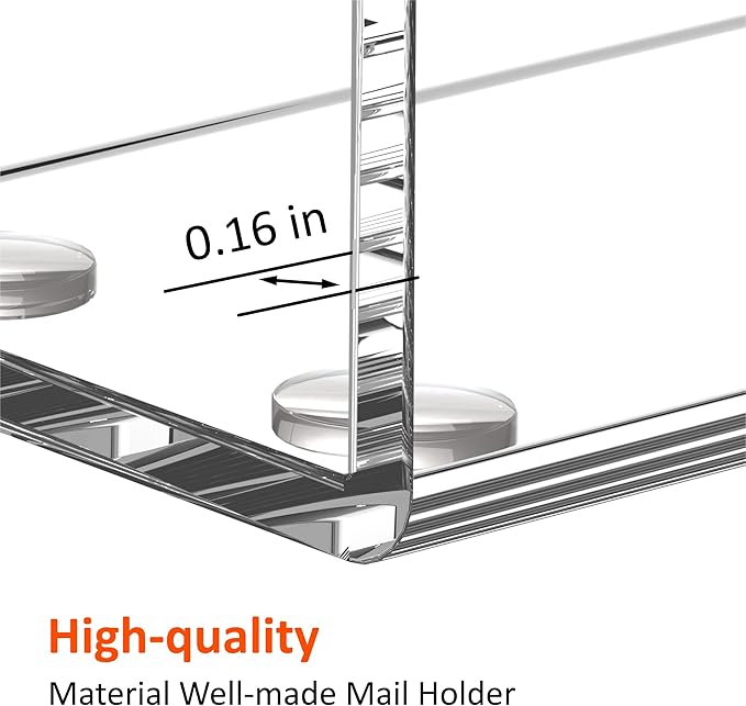 Acrylic Mail Holder, Mail Organizer Wall Mounted Clear File Letter Organizer, Vertical Envelope Mail Holder for Desk, Lightweight Countertop Bill Sorter Invoice Stand for Home Office School