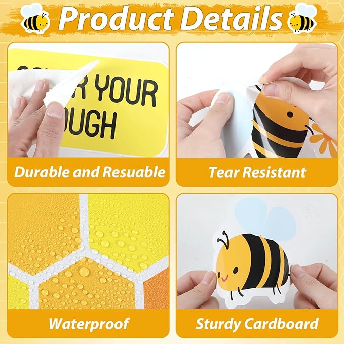 Bee Bulletin Board Decorations Set Spring Beneficial Habits Bulletin Board Bee Healthy Daisy Paper Cutouts for Classroom Back to School Home Office Teacher Chalkboard Wall Door Decor Supplies