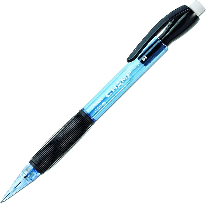 Pentel Champ Pencil, Automatic Pencil, 0.5mm Lead Size, Blue Barrel, Box of 12 (AL15C)