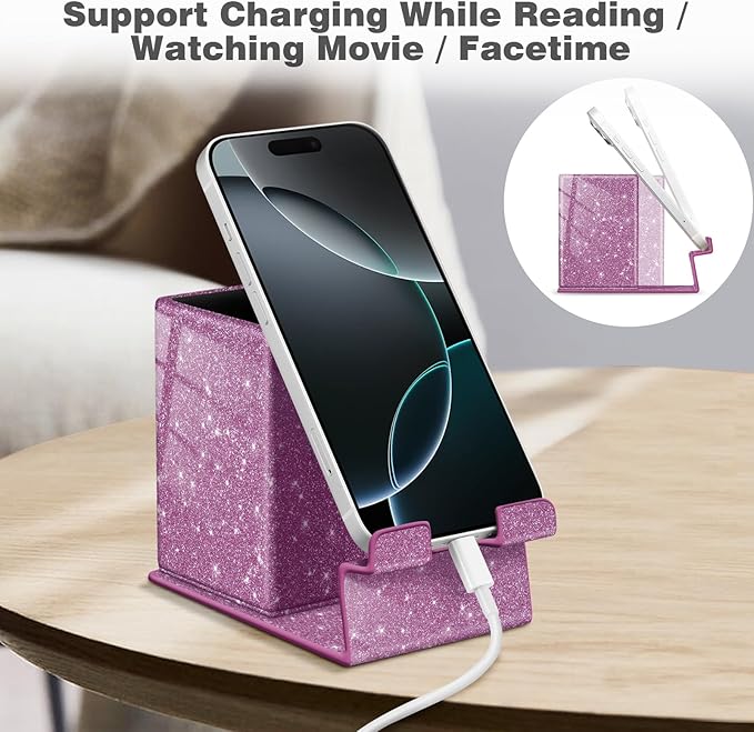 FINTIE Pencil Holder With Phone Stand, Eyeglasses Holder, Desktop Organizer Nightstand Accessories Office Supplies Case