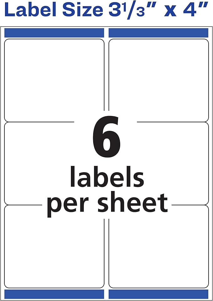 Avery Printable Shipping Labels with Sure Feed, 3-1/3" x 4", Matte Clear, 60 Blank Mailing Labels (15664)