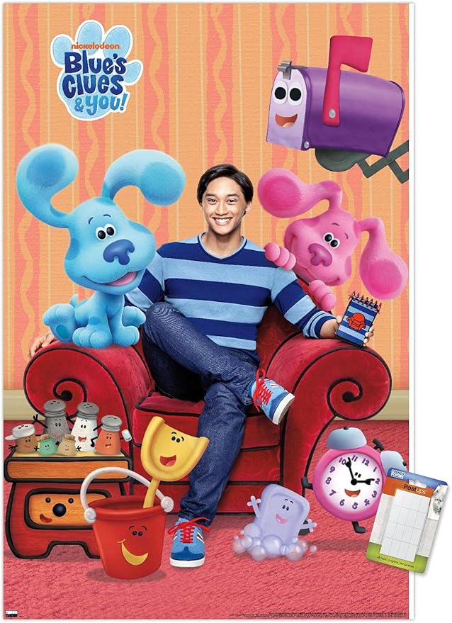 Nickelodeon Blue's Clues - Group Wall Poster, 22.4L" x 14.7W", Premium Poster & Mount Bundle