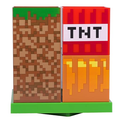 Paladone Minecraft Official Licensed Desktop Organizer Stationery Holder for Pencils Pens & Markers, Gamer Decor Desk Organization (Multi)