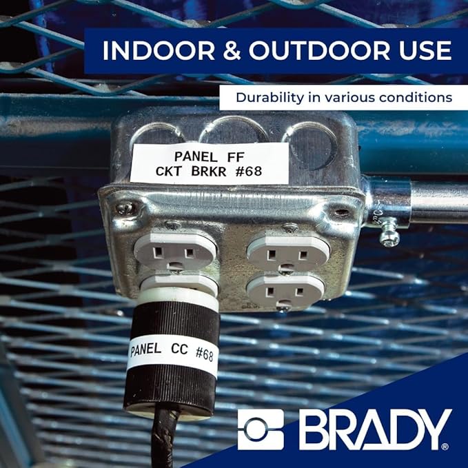 Brady Authentic (M4C-750-595-WT-BK) All-Weather Vinyl Labels 0.75 in W x 25ft Black on White. for use with BMP41, BMP51, M410, M510, and M511 Label Printers.