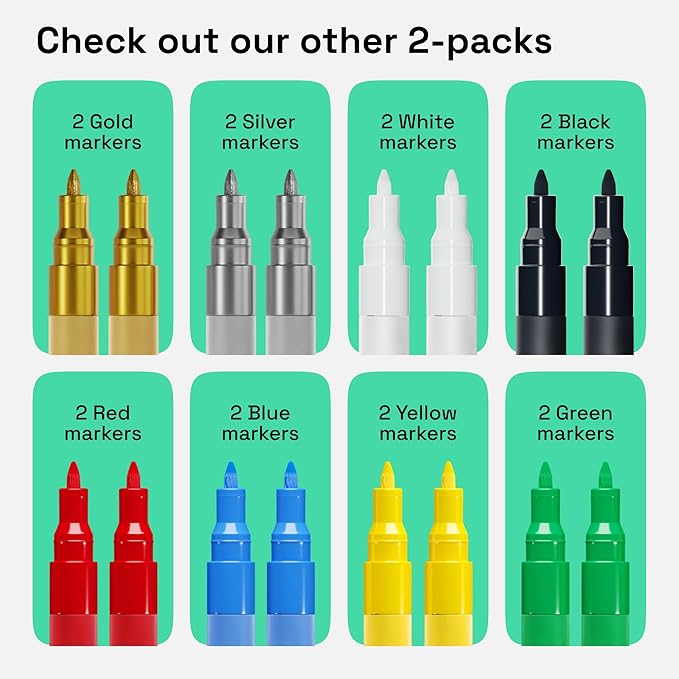 ARTISTRO 2 Blue Acrylic Paint Markers - 0.7mm Extra Fine-Tip Paint Pens - Perfect for Crafting, Art Projects, & More