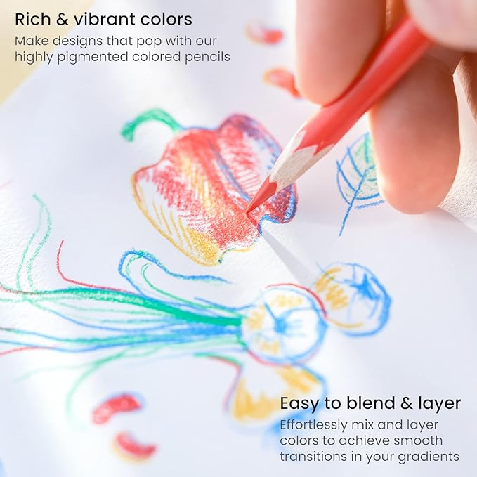 ARTEZA Colored Pencils for Adults, 72 Color Pencils, Triangular Drawing Pencils for Artists, Art Supplies for Illustrating and Sketching