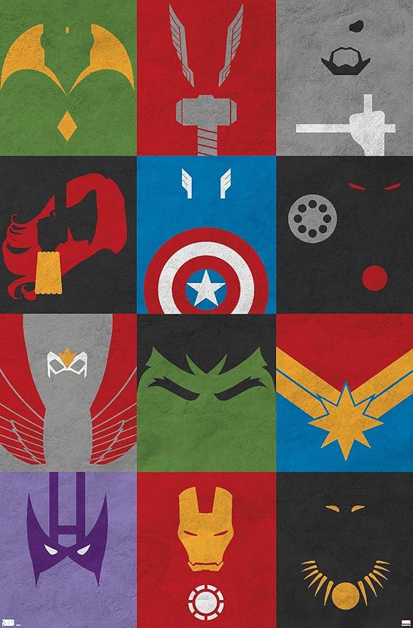 Marvel Comics Avengers - Minimalist Grid Wall Poster, 19L" x 13W", Premium Unframed Version