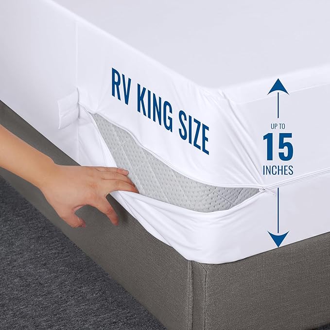 Utopia Bedding Mattress Protector Zippered RV King Size, 100% Waterproof Bed Bug and Dust Mite Proof Mattress Encasement, Absorbent 6 Sided Mattress Cover