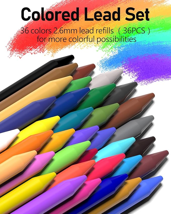 Four Candies 2.6MM Color Lead, Mechanical Colored Pencils Leads, 36 Color Pencils Refills, Assorted Colored Leads 72 PCS