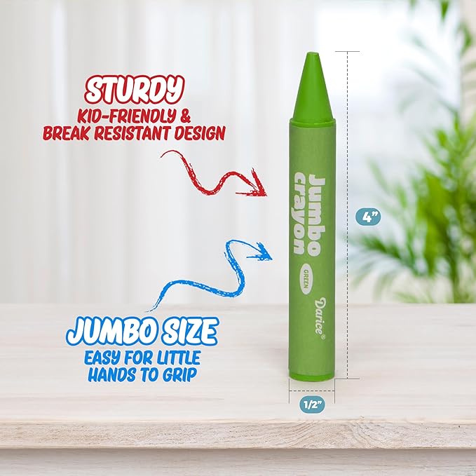 Darice Jumbo Crayons for Toddlers, 20 Colors Large Crayons for Kids, Washable, Non-Toxic Giant Crayon for Kid and Toddler Coloring Classroom Back to School Supplies