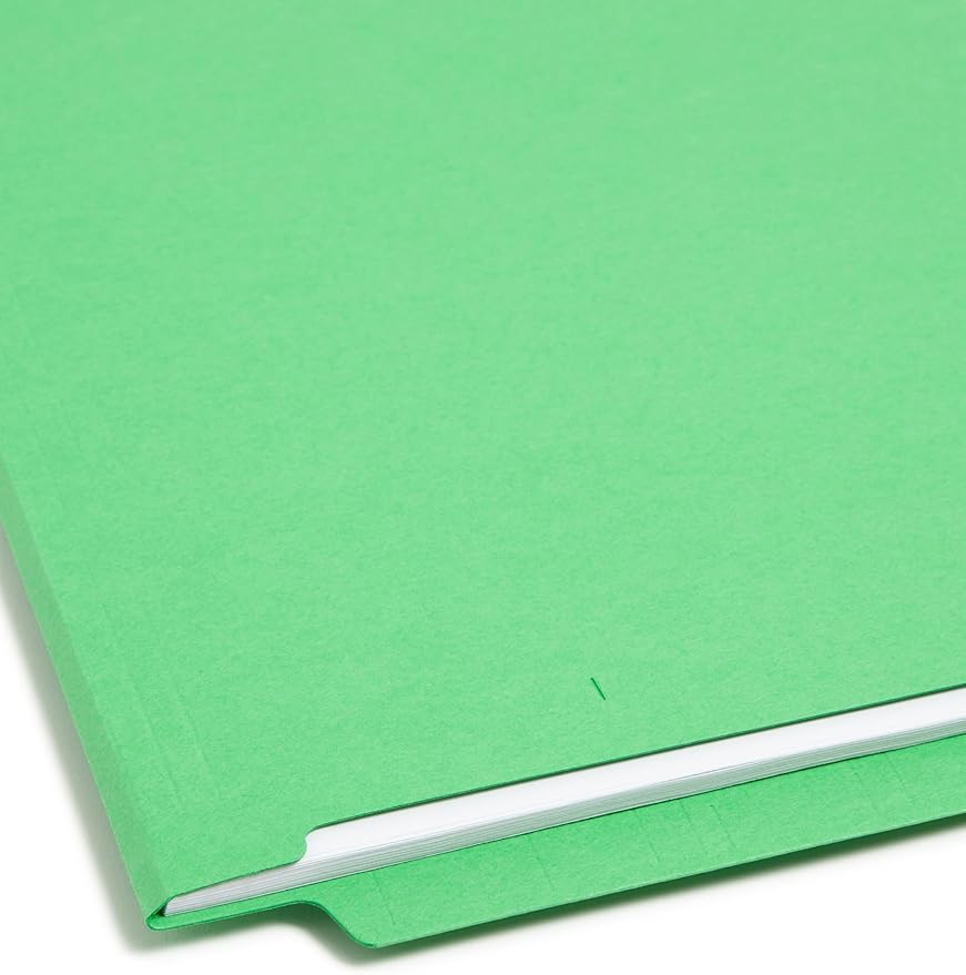 Smead End Tab File Folder, Shelf-Master Reinforced Straight-Cut Tab, Legal Size, Green, 100 per Box (28110)