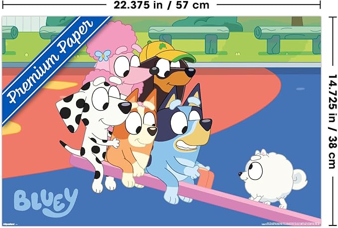 Bluey (2018) - Bluey and Friends See Saw Fun Wall Poster, 22.4L" x 14.7W", Premium Unframed Version