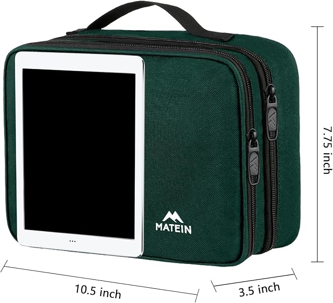 MATEIN Electronics Travel Organizer, Double Layers Charger Organizer with Sturdy Handle for Travel Accessories, Tech gifts for Men and Women, Medium Tech Case for Cable Management, Peacock Blue
