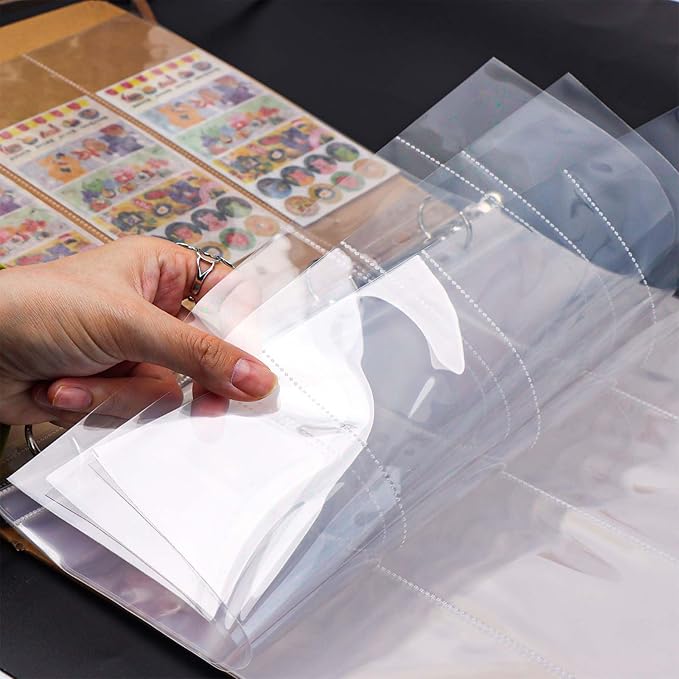 Mogoostry A4 Clear Sheet Protectors 4 Pocket Binder Sleeves 20 Sheets 11 Holes Side Open Banknote Protector Currency Collection Page Protector