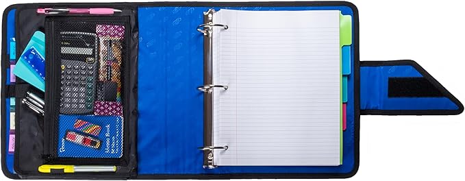 Case-It Open Tab Velcro Closure 2-Inch Binder, 5-Color Tabbed Expanding File, S-826-A Midnight Blue, 4 Pack