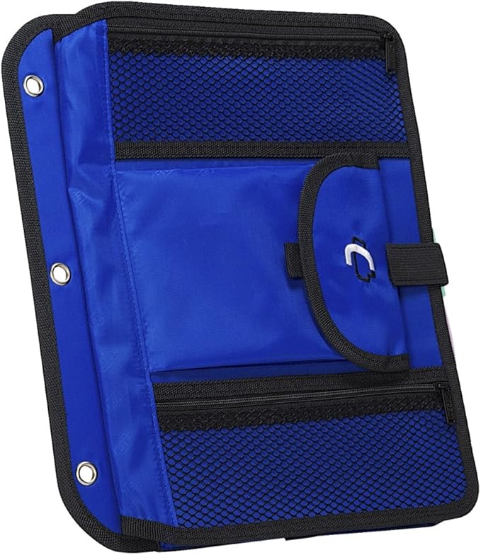 Case It 5-Tab Binder Accessory, 5-Colored Tabbed, 6 Pocket Expanding File, fits Any Standard 3 Ring Letter Size Binder, Additional Zippered mesh Pockets for Pen Storage, ACC-21, Blue (Pack of 6)