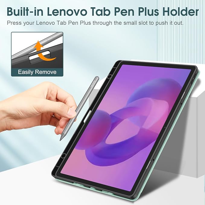 Fintie Case for Lenovo Idea Tab Pro 12.7 inch 2025 (TB-373FU/ TB-375FC) - Ultra-Thin Soft TPU Back Cover Protective Case with Pen Holder and Auto Sleep/Wake (Green)