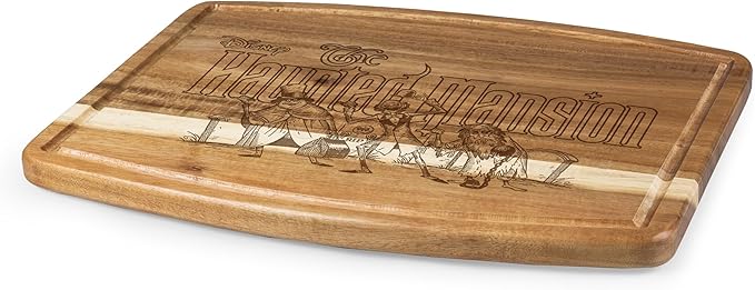 PICNIC TIME Disney Haunted Mansion Hitchhiking Ghosts Ovale Acacia Cutting Board Serving Board Charcuterie Cheese Board with Juice Groove Spooky Kitchen Decor Gift, (Acacia Wood)