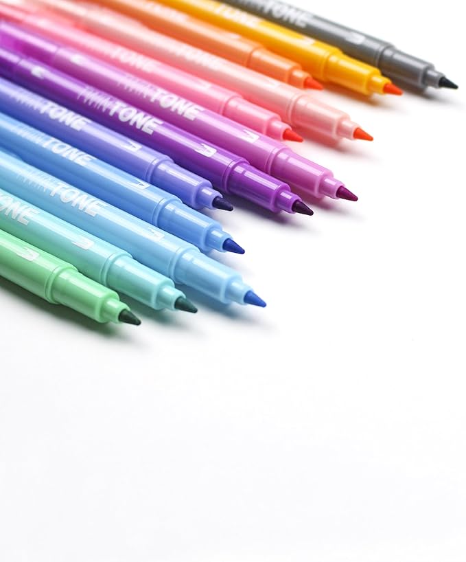 Tombow 61501 TwinTone Marker Set, Pastel, 12-Pack. Double-Sided Markers Perfect for Planners, Journals, Doodling, and More!