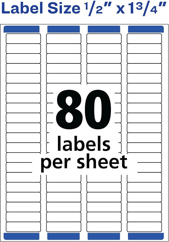Avery Mailing Address Labels, Laser Printers, 40,000 Labels, 1/2 x 1-3/4, Permanent Adhesive, Easy Peel (5 Packs 5167)