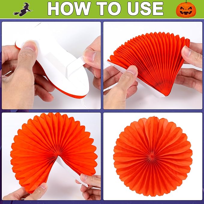 3D 98Pcs Halloween Bulletin Board Set Halloween Theme Classroom Decorations Witch Cauldron Paper Cutouts Colorful Hanging Paper Fan for Classroom School Chalkboard Home Wall Decor Supplies