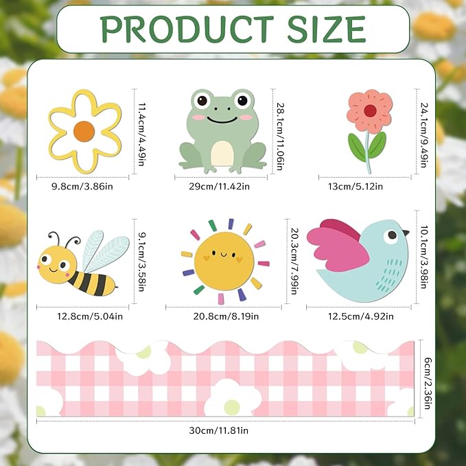 Spring Bulletin Board Decorations - Flower Animals Classroom Decorations Set Sun Let's Grow Together Paper Cutouts Bulletin Board Decor School Office Wall Decor Supplies