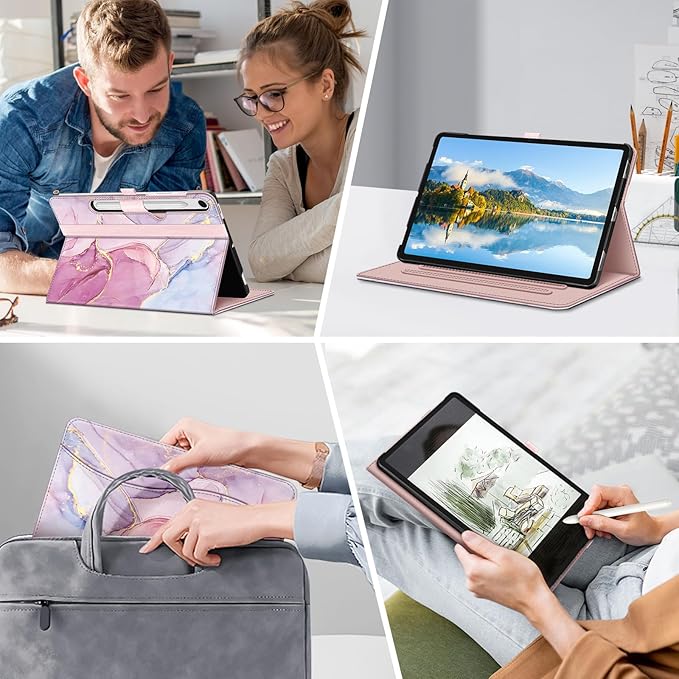 Fintie Case for Samsung Galaxy Tab S10 Lite/ S10 FE/ S9 FE 5G 10.9 Inch/Tab S9 11 Inch with S Pen Holder, Multi-Angle Viewing Protective Cover with Pocket, Auto Sleep/Wake, Dreamy Marble