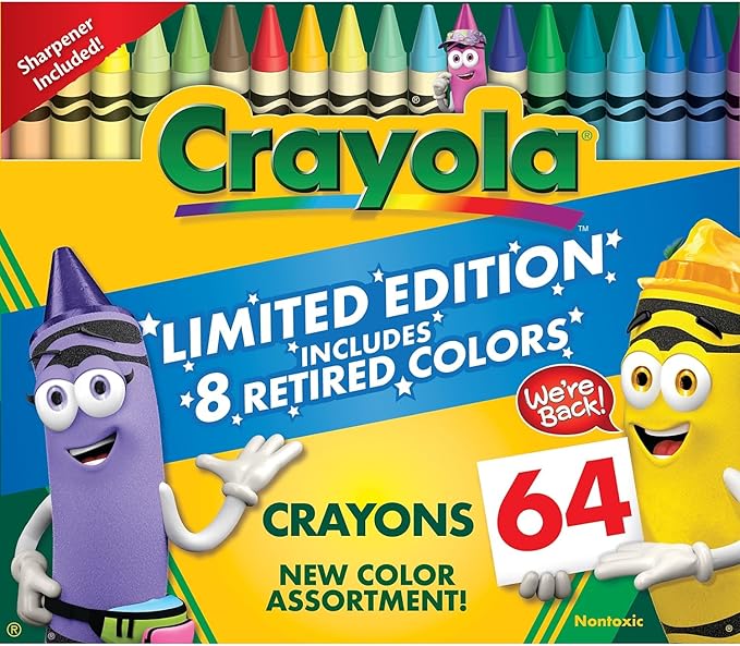 Crayola Limited Edition Crayons - Set of 64 with 8 Retired Colors